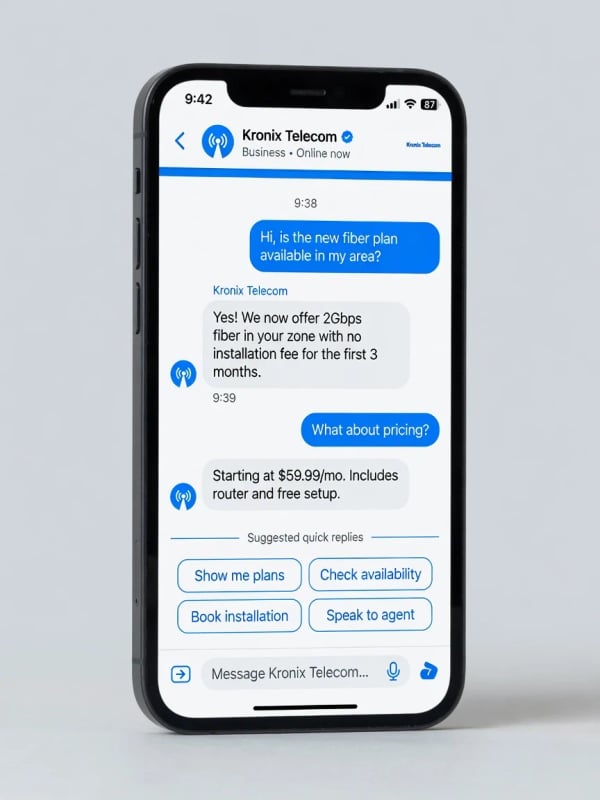 Messenger — Business Conversations on Facebook Messenger — Kronix Telecom