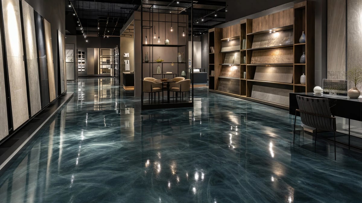 Epoxy Flooring Ghana delivers decorative metallic epoxy systems with high-pigment statement finishes paired with abrasion-rated topcoat for corporate showrooms, retail flagships, and automotive showrooms where the floor is part of the brand. — Epoxy Flooring Ghana