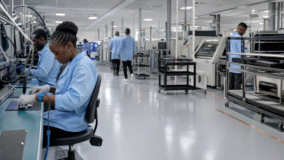 Epoxy Flooring Ghana delivers IEC 61340-5-1 compliant ESD systems with copper grounding network, conductive primer, and continuity-tested topcoat across electronics manufacturing assembly lines and ESD-classified cleanrooms. — Epoxy Flooring Ghana