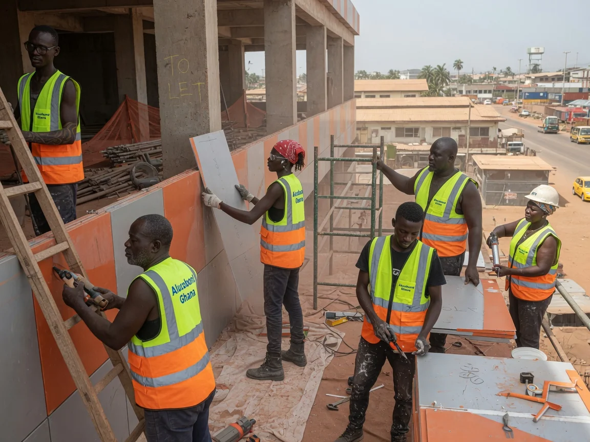 Fire-rated ACP cladding in Ghana — a2 fire rated acp facade hospital tema alucobondghana, Accra Ghana