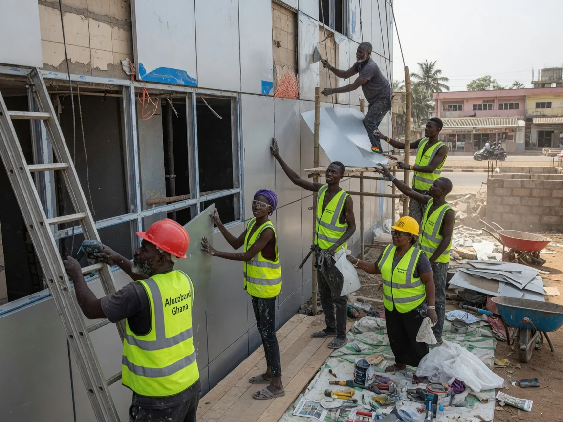 Retrofit and re-cladding in Ghana and Togo — a2 fire rated recladding commercial spintex accra alucobondghana, Accra Ghana