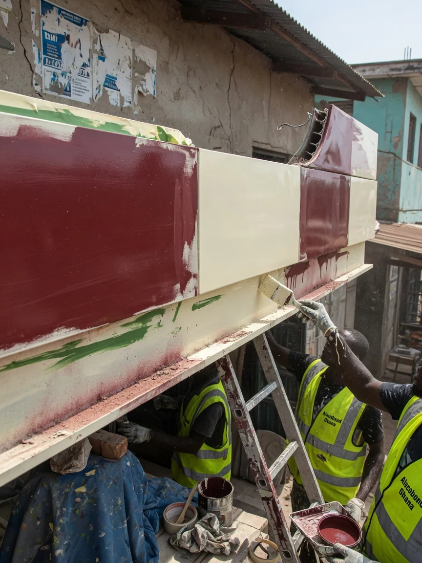 ACP shopfront, fascia and signage cladding in Ghana — acp atm surround bank branch cladding detail alucobondghana, Accra Ghana