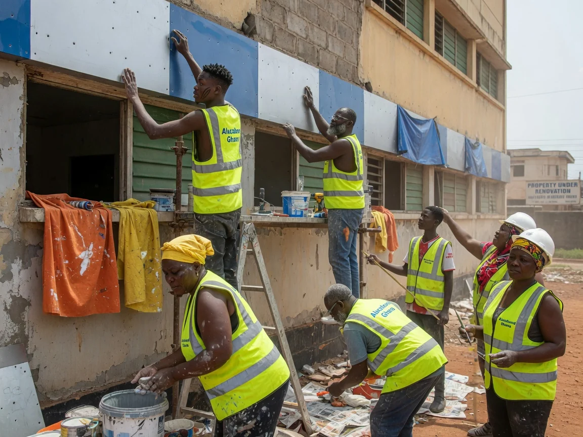 Retrofit and re-cladding in Ghana and Togo — retrofit recladding pe panel removal occupied building accra alucobondghana, Accra Ghana