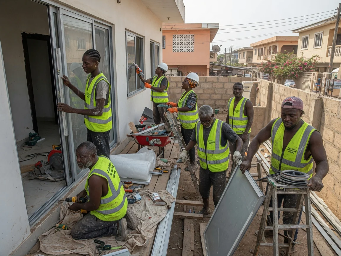 10-year warranty aluminium installation in Ghana — anodised powder coated aluminium balustrade weathering finish east legon aluminiuminstallersghana, Accra Ghana