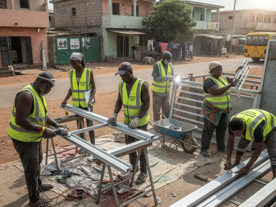 Bespoke aluminium fabrication in Ghana — service specialty aluminium fabrication balustrade canopy workshop dzorwulu aluminiuminstallersghana, Accra Ghana