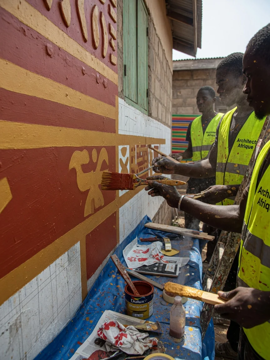 Architects designing an African-identity building in Accra — african identity material craft developed design detail architectsafrique, Accra Ghana