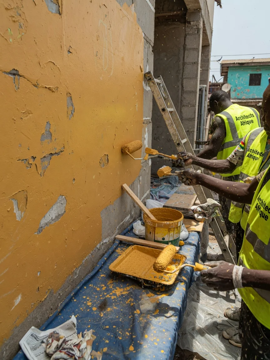 Architect-led design-build team designing and constructing a building in Accra — design build permit drawings to construction detail architectsafrique, Accra Ghana