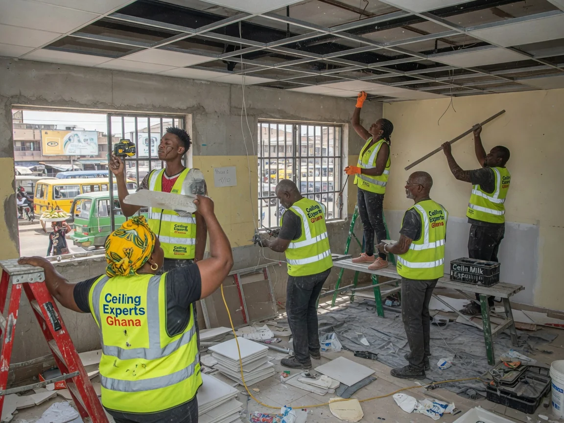 Acoustic and suspended ceiling installation in Accra — acoustic baffle panel auditorium church accra ceilingexpertsghana, Accra Ghana