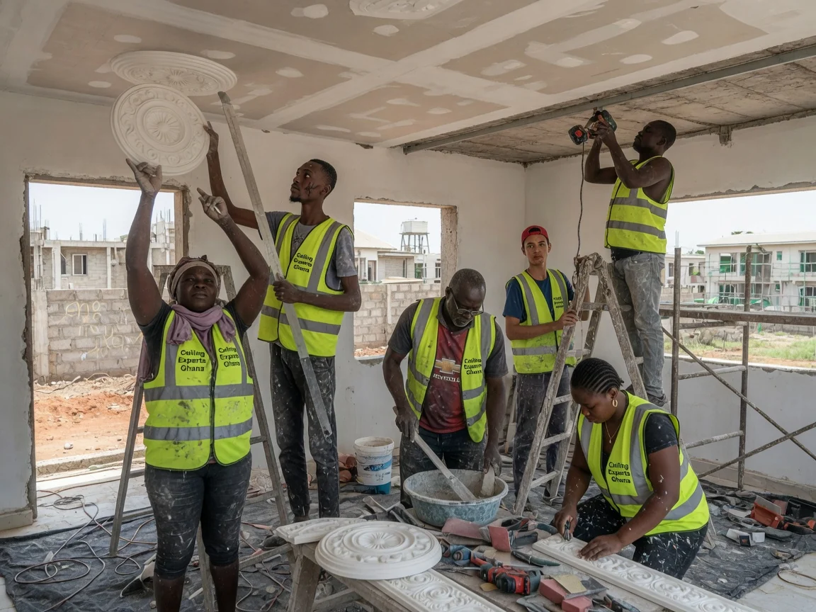 POP ceiling design and installation in Accra — pop ceiling curved tray master bedroom trasacco ceilingexpertsghana, Accra Ghana
