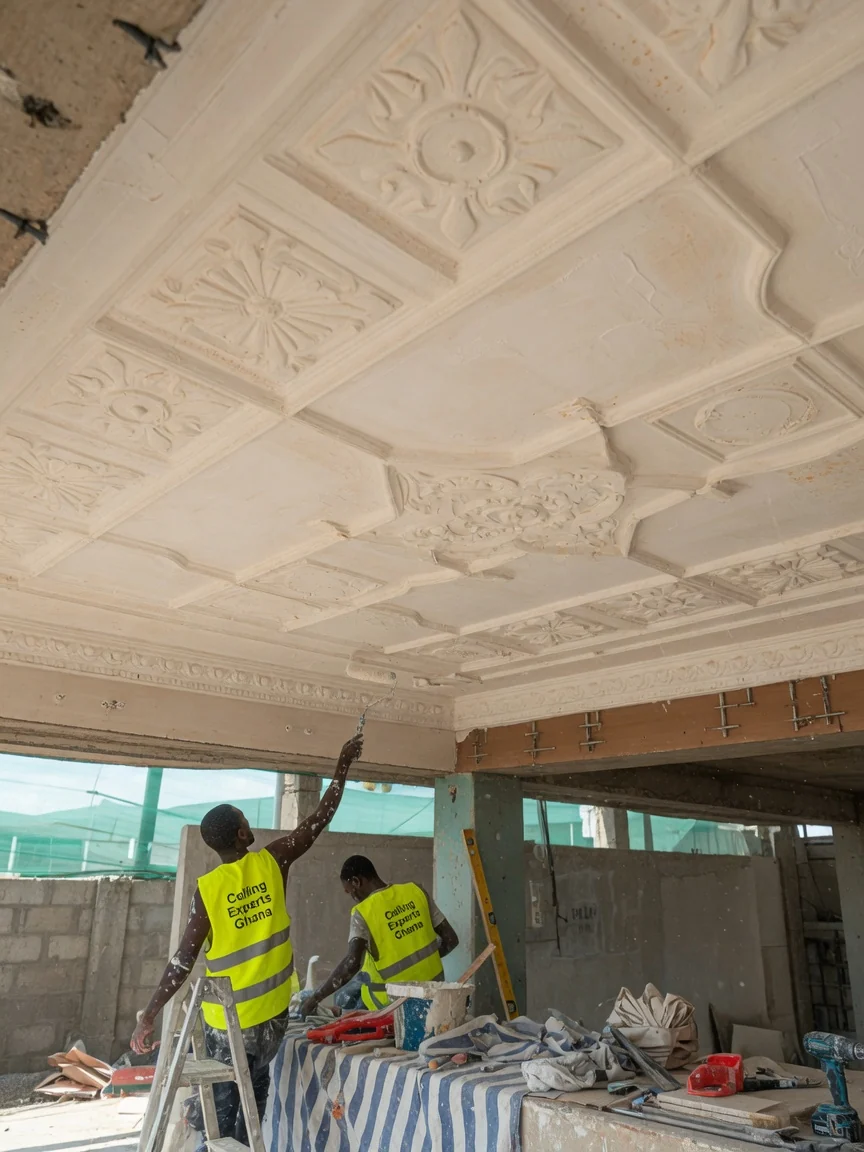 POP ceiling design and installation in Accra — pop ceiling perimeter cornice cove lighting detail ceilingexpertsghana, Accra Ghana