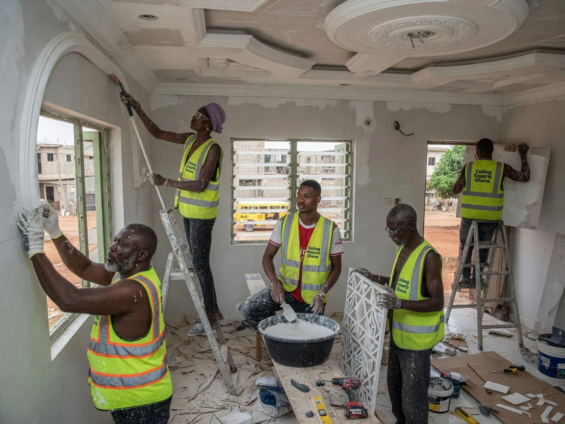 POP ceiling design and installation in Accra — service pop design ceiling living room east legon ceilingexpertsghana, Accra Ghana