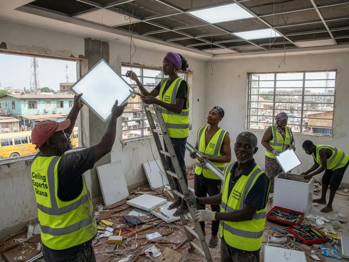 LED and luminous ceiling installation in Accra — tunable white smart lit ceiling scene control accra ceilingexpertsghana, Accra Ghana