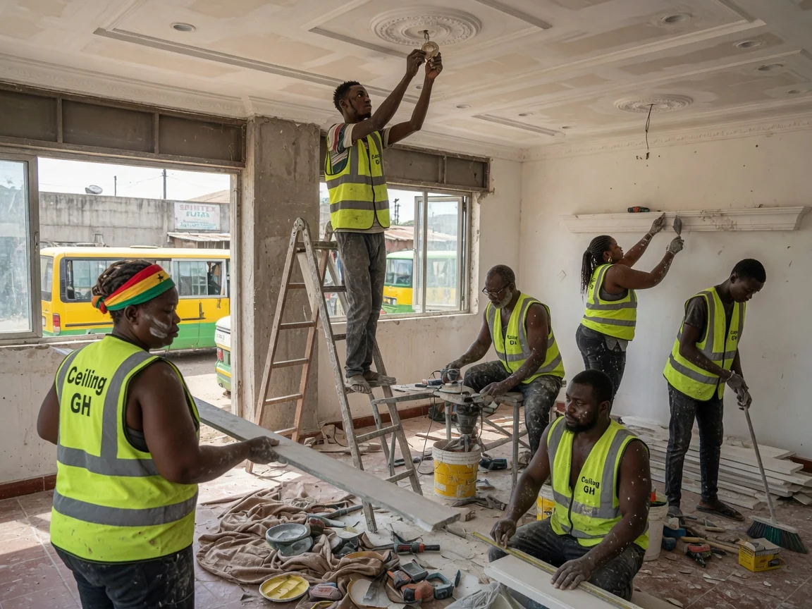 POP ceiling design and install in Accra — pop design living room cove tray ceiling spintex accra ceilinggh, Accra Ghana