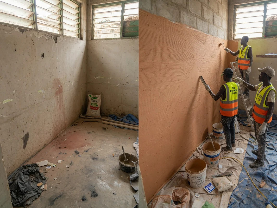 Graffiato in East Legon — graffiato before after east legon citypaintingghana