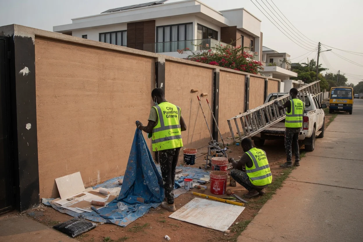 Graffiato in East Legon — graffiato boundary wall finish citypaintingghana