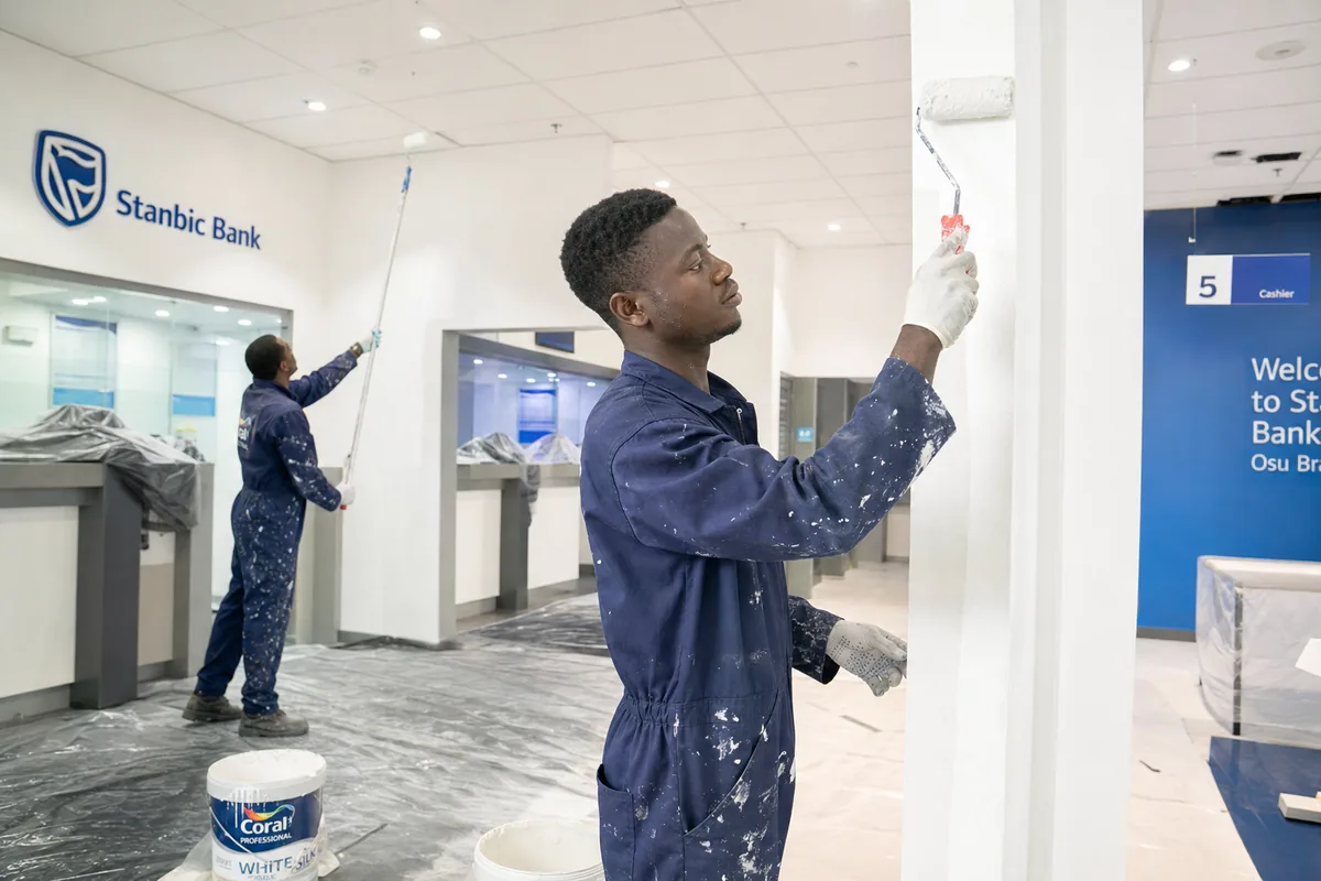 Phased occupied-site refurbishment in Accra — service institutional refurbishment bank branch accra, Accra Ghana