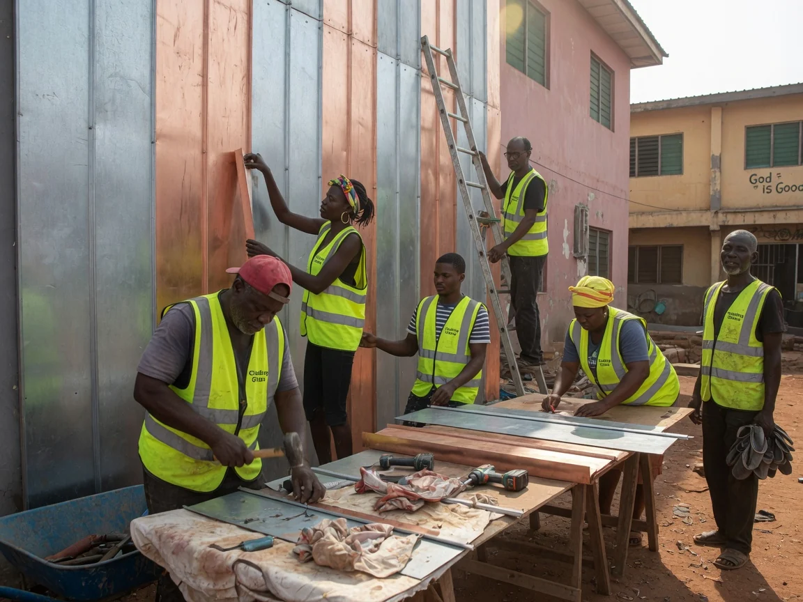 Copper standing-seam with patina ageing on an institutional building — Cladding Ghana