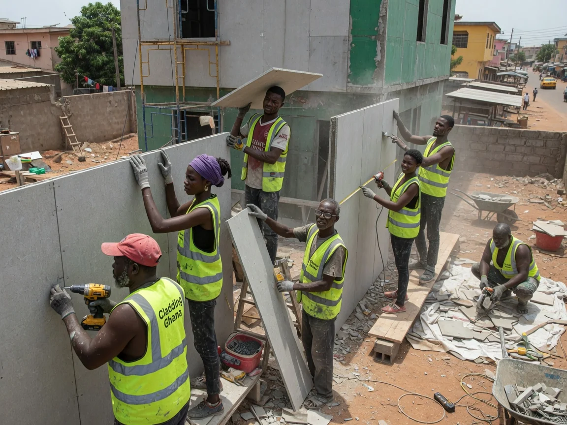 Fibre-cement cladding in Ghana — fiber cement plank cladding residential east legon claddingghana, Accra Ghana