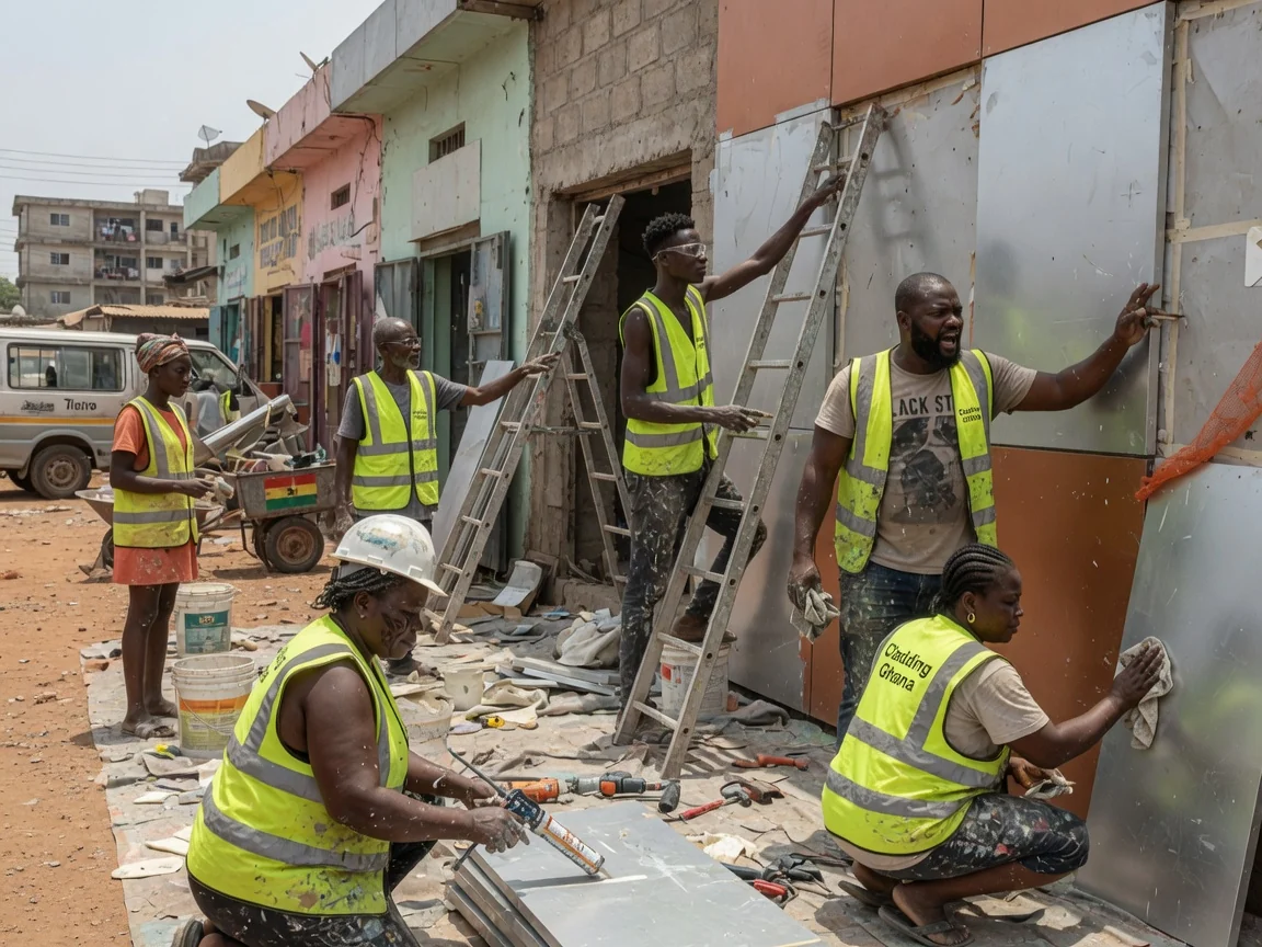 Fast-track commercial cladding delivery in Ghana — phased cladding install watertight commercial building accra claddingghana, Accra Ghana
