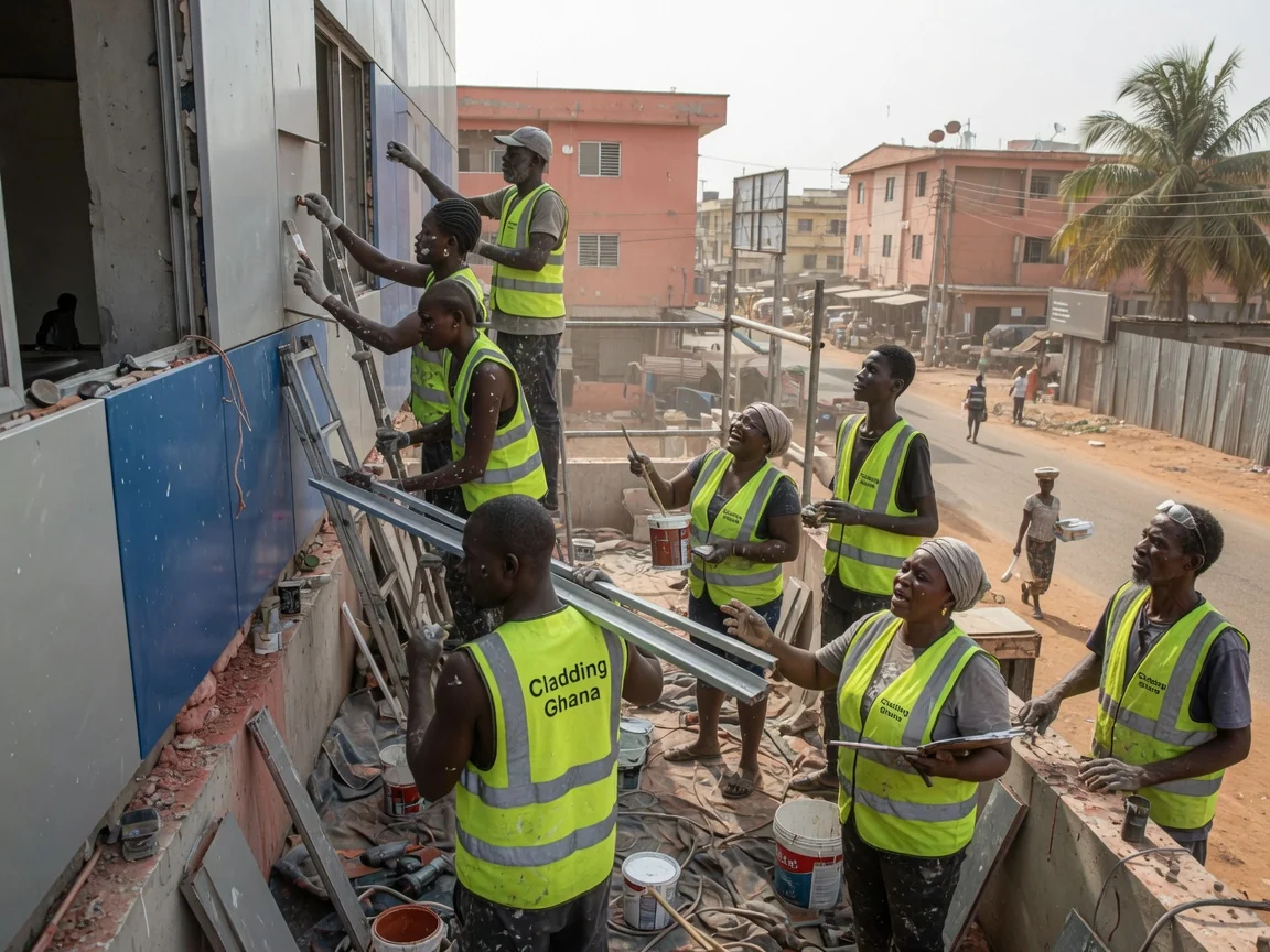 Fast-track commercial cladding delivery in Ghana — prefabricated cladding panel sub frame off site fabrication claddingghana, Accra Ghana