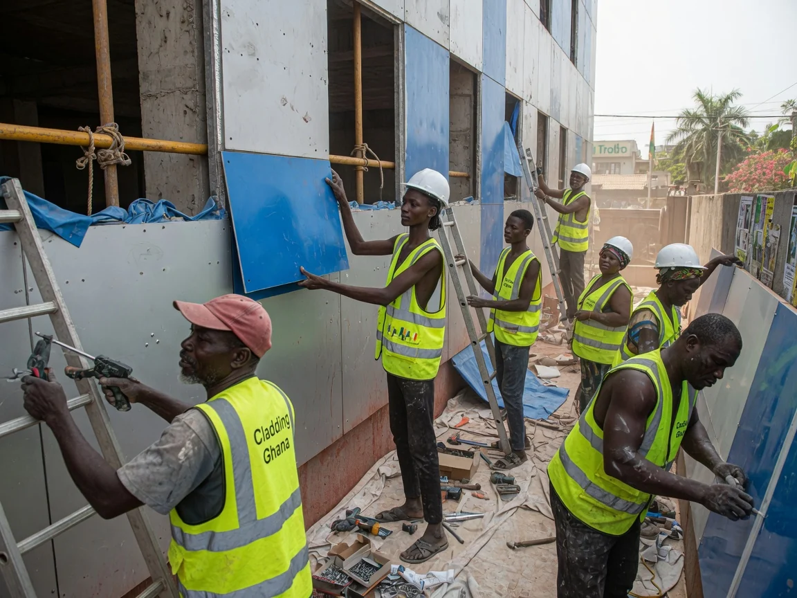 Aluminum composite cladding façades in Ghana — service aluminum composite cladding corporate tower ridge accra claddingghana, Accra Ghana