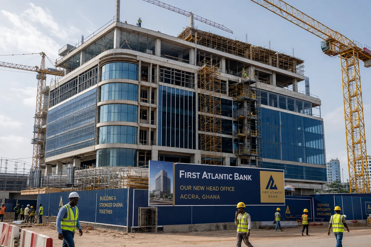 Bank tower construction in Accra