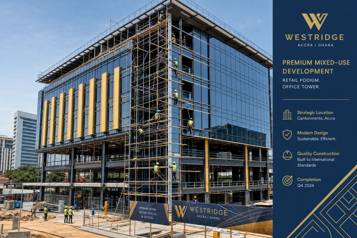 Commercial retail development construction in Accra