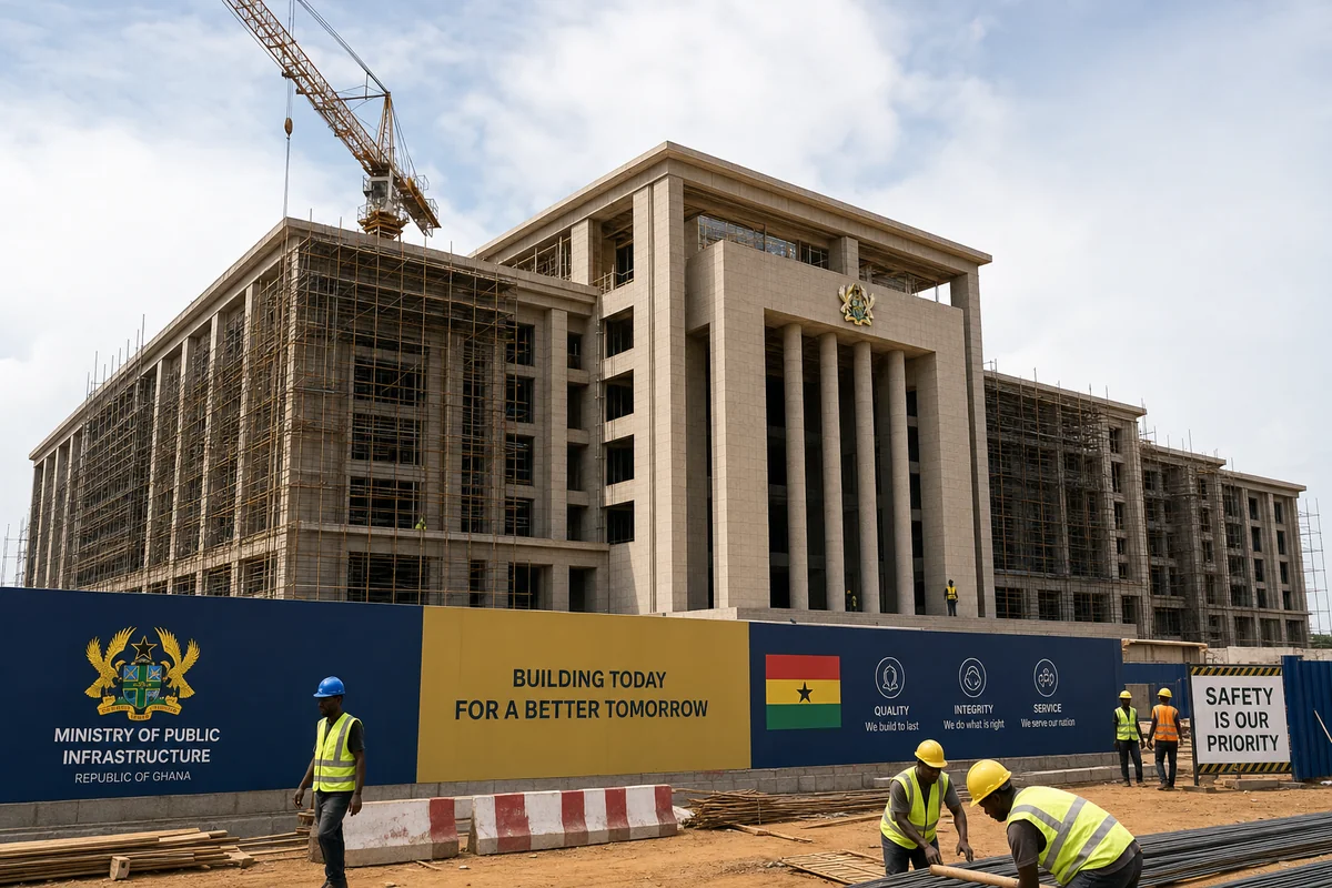 Government institutional building construction in Accra