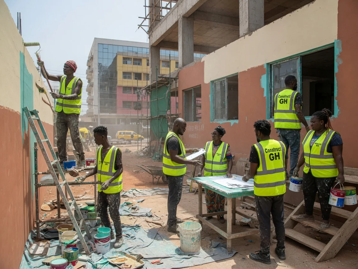 Construction project management on a commercial site in Accra — constructgh project manager site coordination commercial build ridge accra constructgh, Accra Ghana