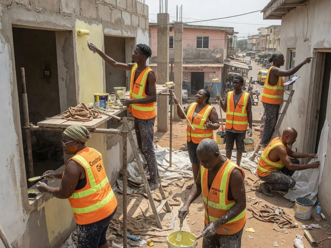 Commercial construction project in Accra — construction progress handover finished commercial building accra constructgh, Accra Ghana