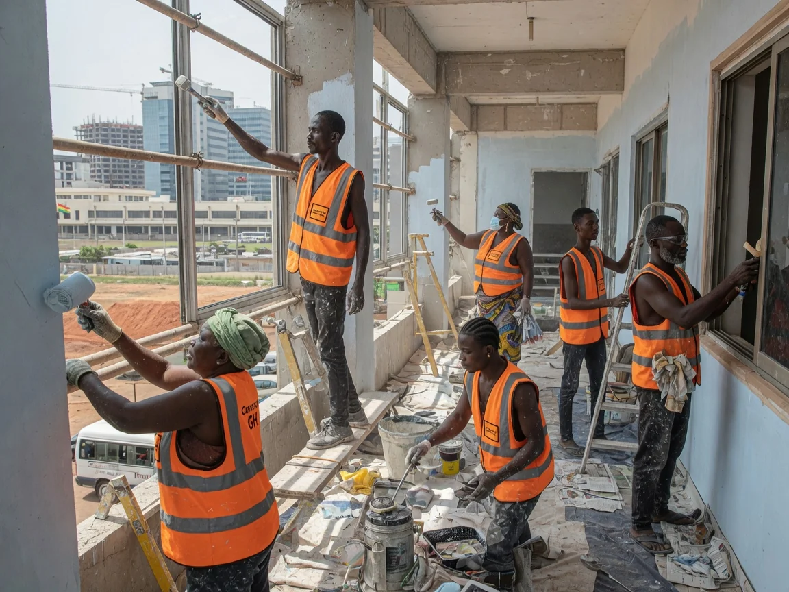 Multinational headquarters construction in Accra — multinational hq construction corporate tower airport city accra constructgh, Accra Ghana