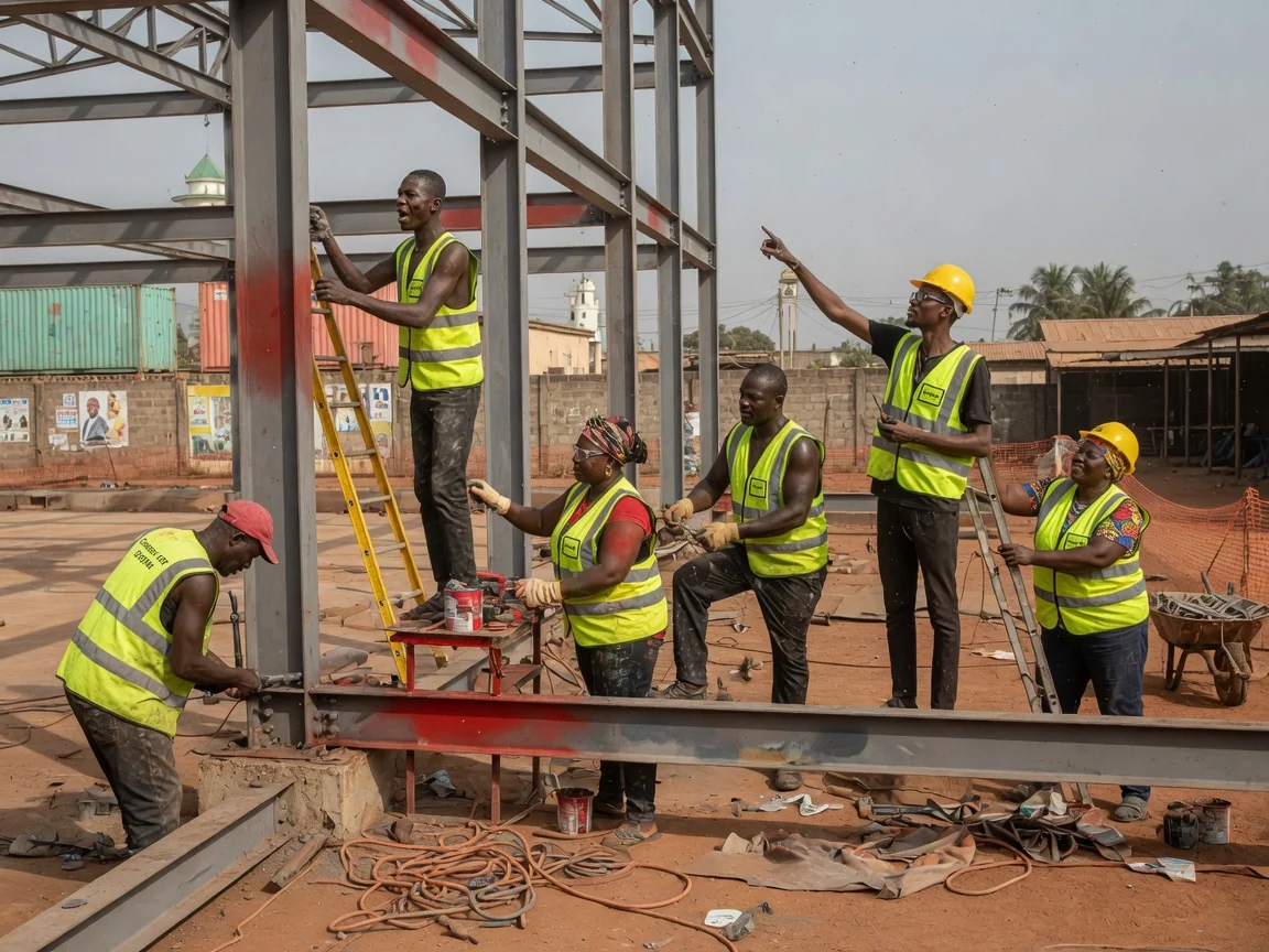 Structural steel erection in Accra — steel fabrication welding shop qualified procedure tema constructgh, Accra Ghana