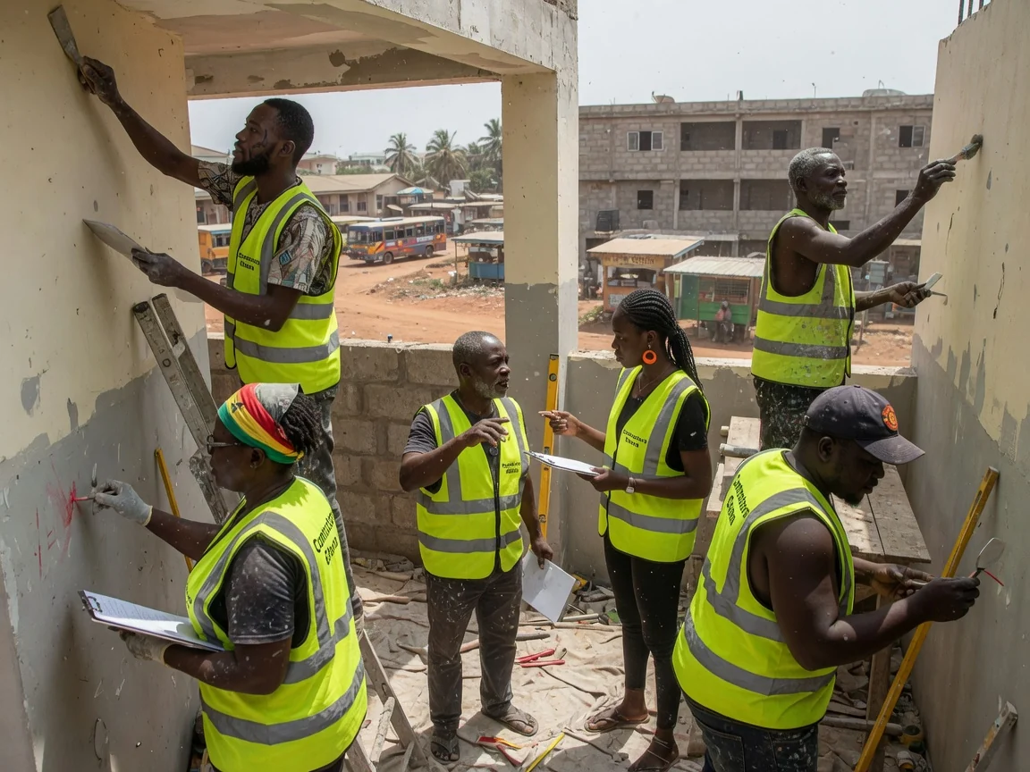 Site quality inspection and snagging on a building project in Accra — building code compliance engineer site sign off documentation accra contractorsghana, Accra Ghana