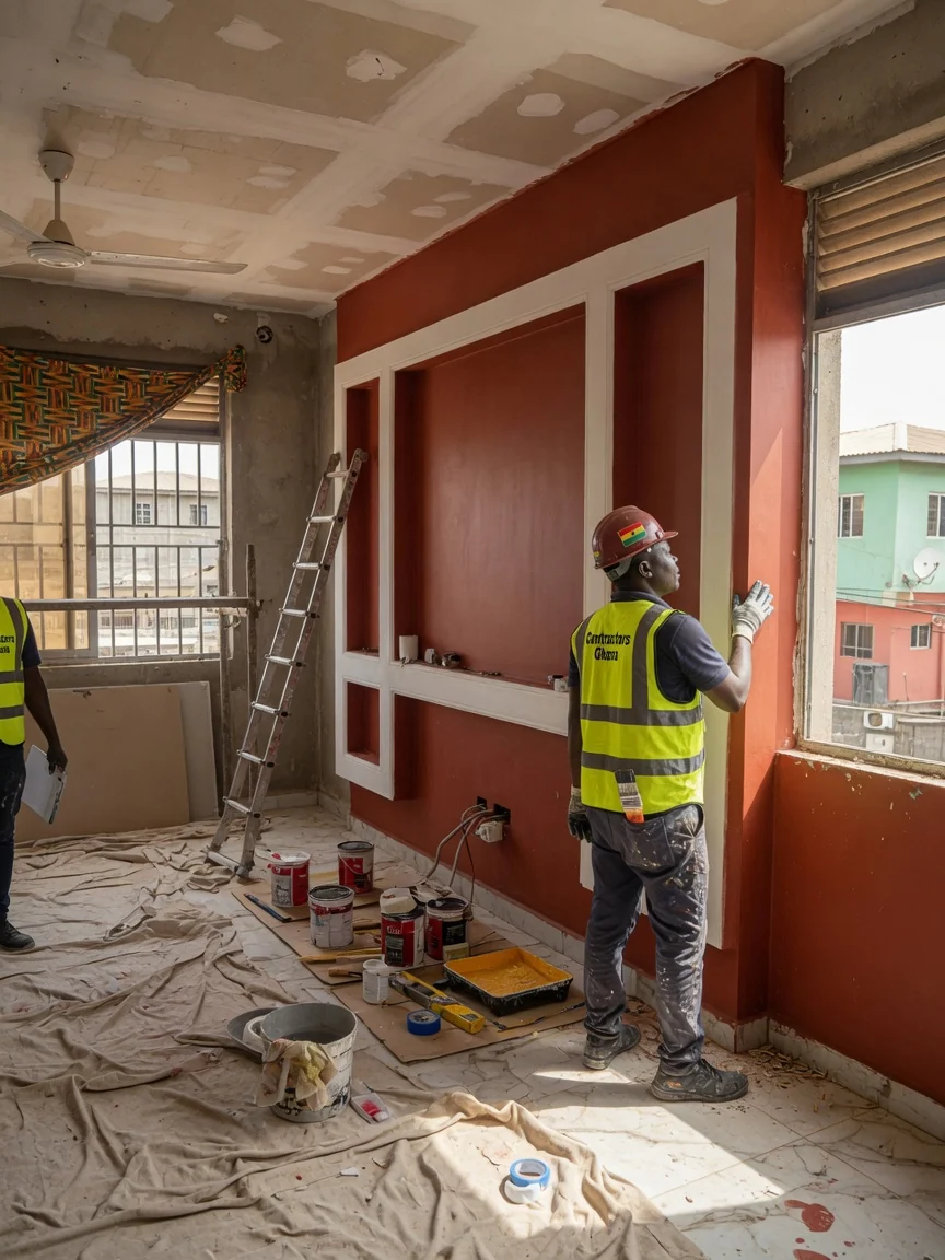 Commercial fit-out construction in progress in Accra — commercial fit out office interior partitions ceiling accra contractorsghana, Accra Ghana