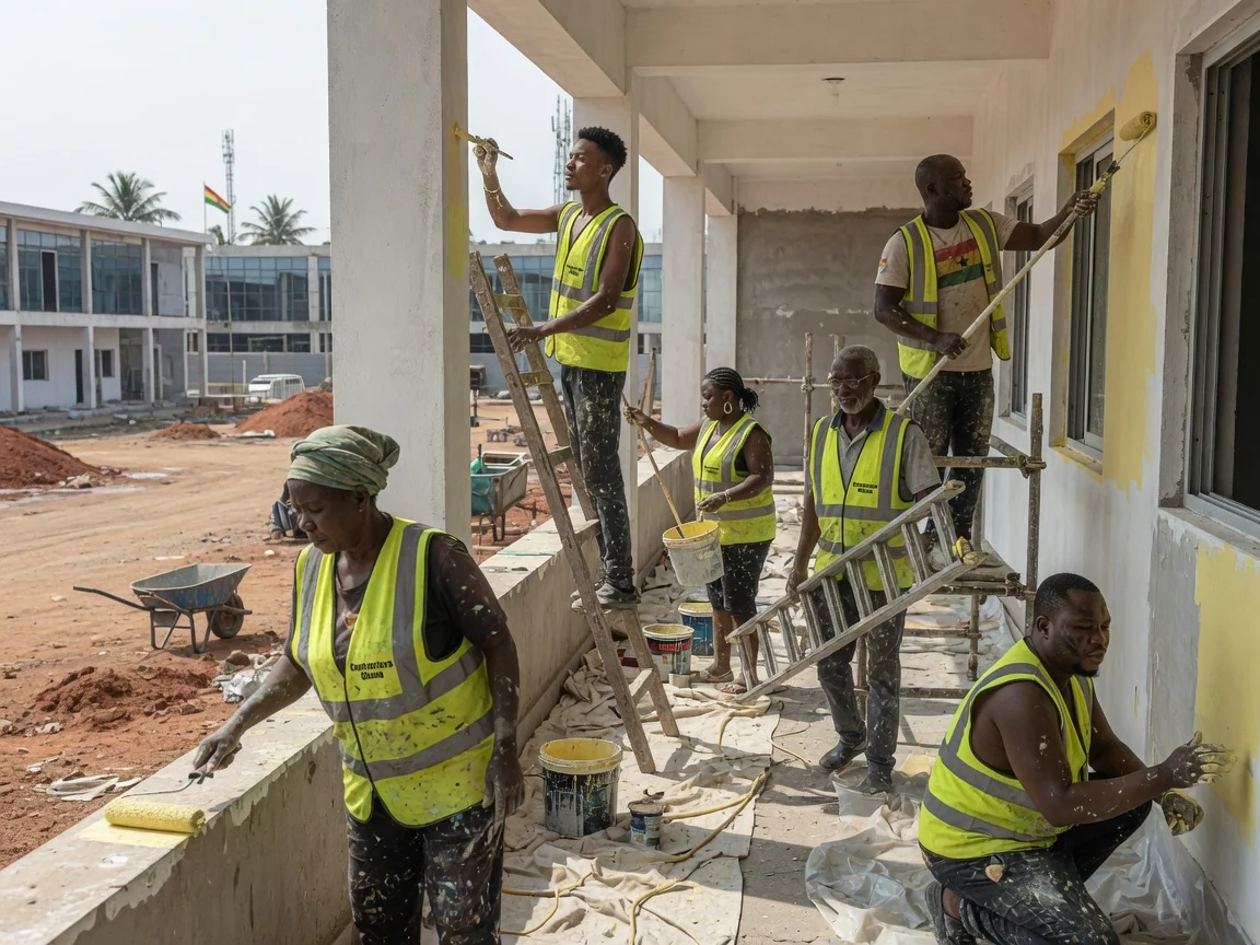 Building contractors managing a project in Accra — construction project handover finished building airport city accra contractorsghana, Accra Ghana