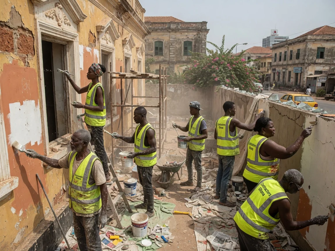 Renovation, extension and heritage restoration in Accra — heritage restoration period building facade repair ridge accra contractorsghana, Accra Ghana