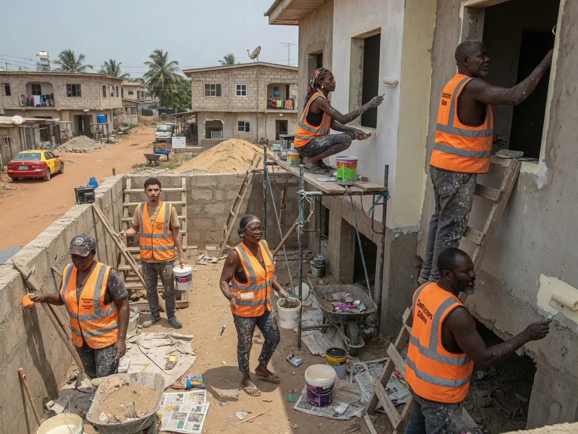A new home under construction in Ghana, from foundation to finish — house construction foundation substructure set out new home spintex accra contractorsghana, Accra Ghana