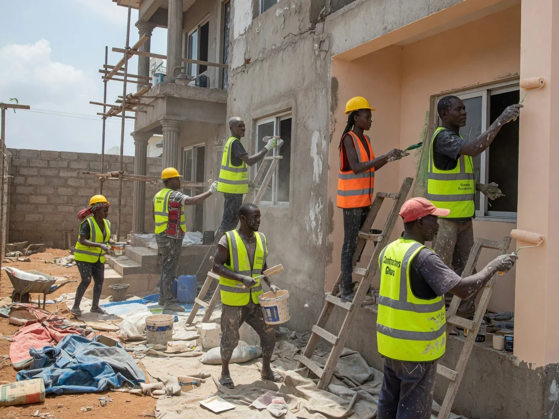 A new home under construction in Ghana, from foundation to finish — house construction shell superstructure block work roof east legon accra contractorsghana, Accra Ghana