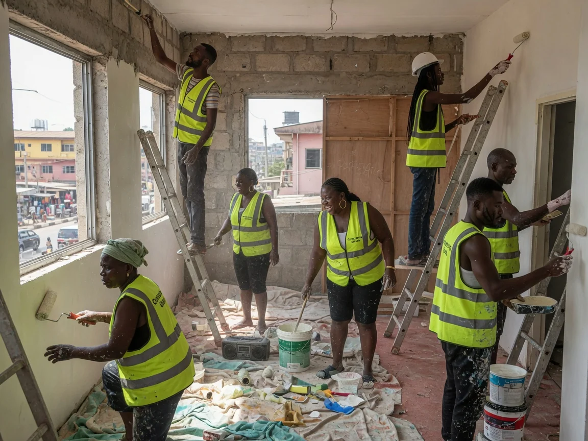 Commercial fit-out construction in progress in Accra — mep services coordination ceiling data hvac commercial fit out contractorsghana, Accra Ghana