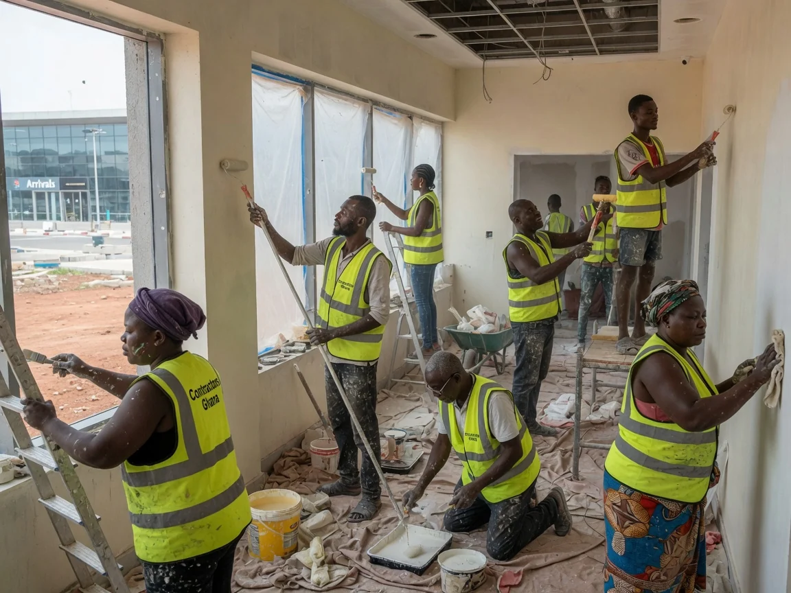 Commercial fit-out construction in progress in Accra — retail fit out shopfront finishes handover airport city accra contractorsghana, Accra Ghana
