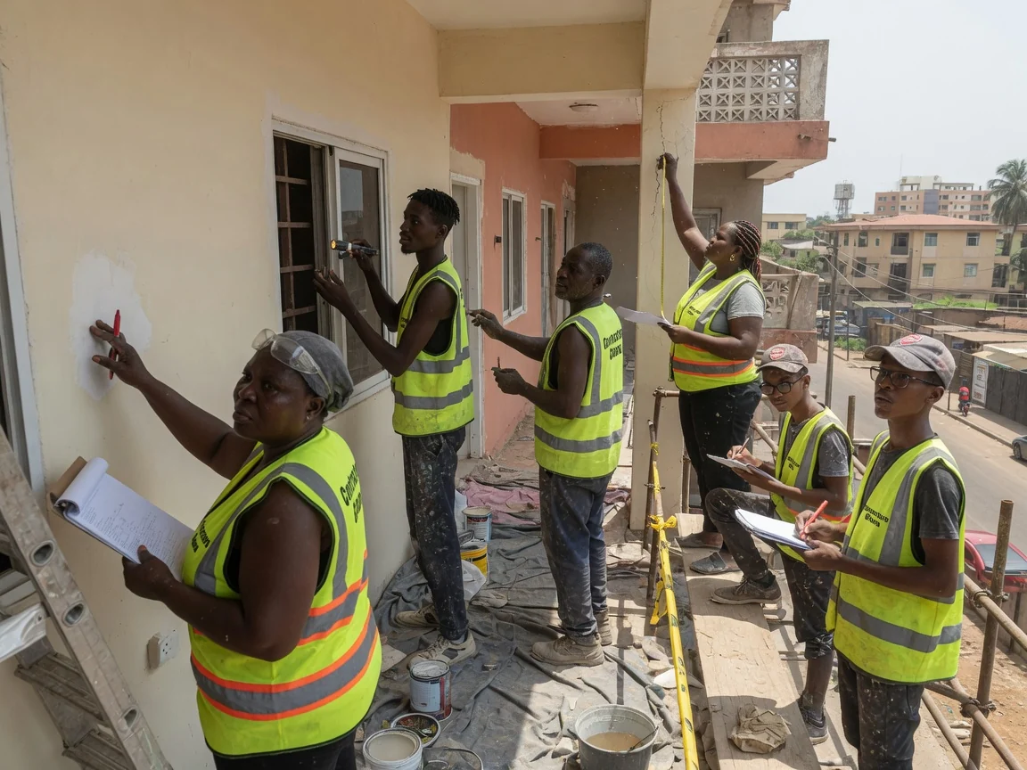 Site quality inspection and snagging on a building project in Accra — site quality inspection reinforcement check before concrete pour accra contractorsghana, Accra Ghana
