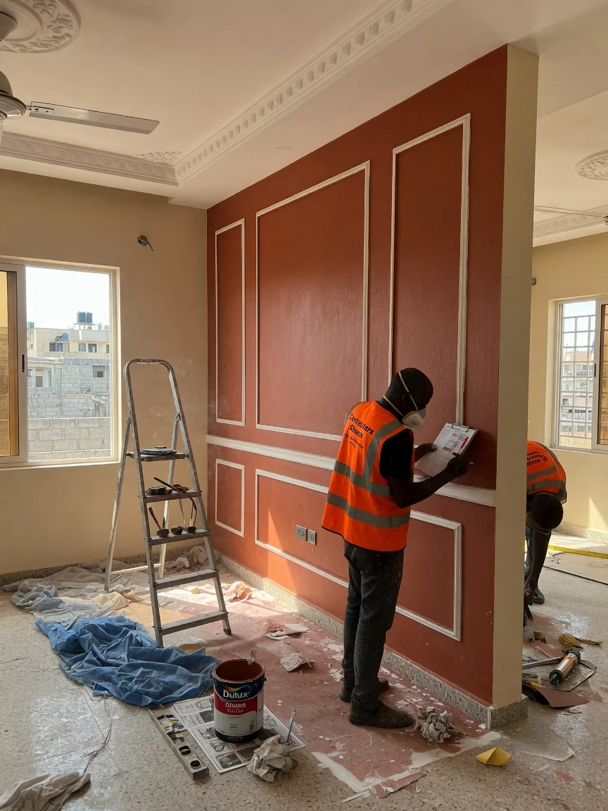 Site quality inspection and snagging on a building project in Accra — snagging defect inspection finished interior handover checklist contractorsghana, Accra Ghana