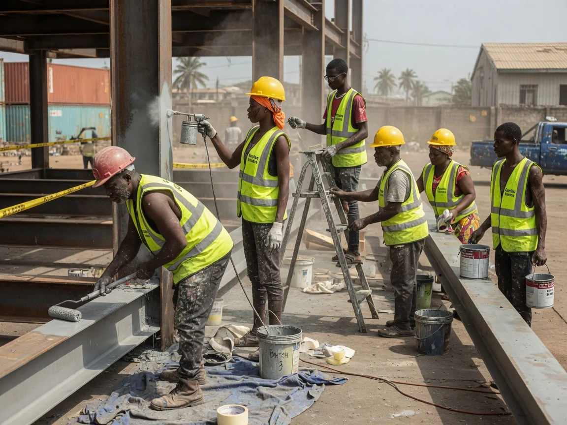 ISO 12944 industrial coating system on steel in Accra — anti corrosion steel frame takoradi coralex, Accra Ghana