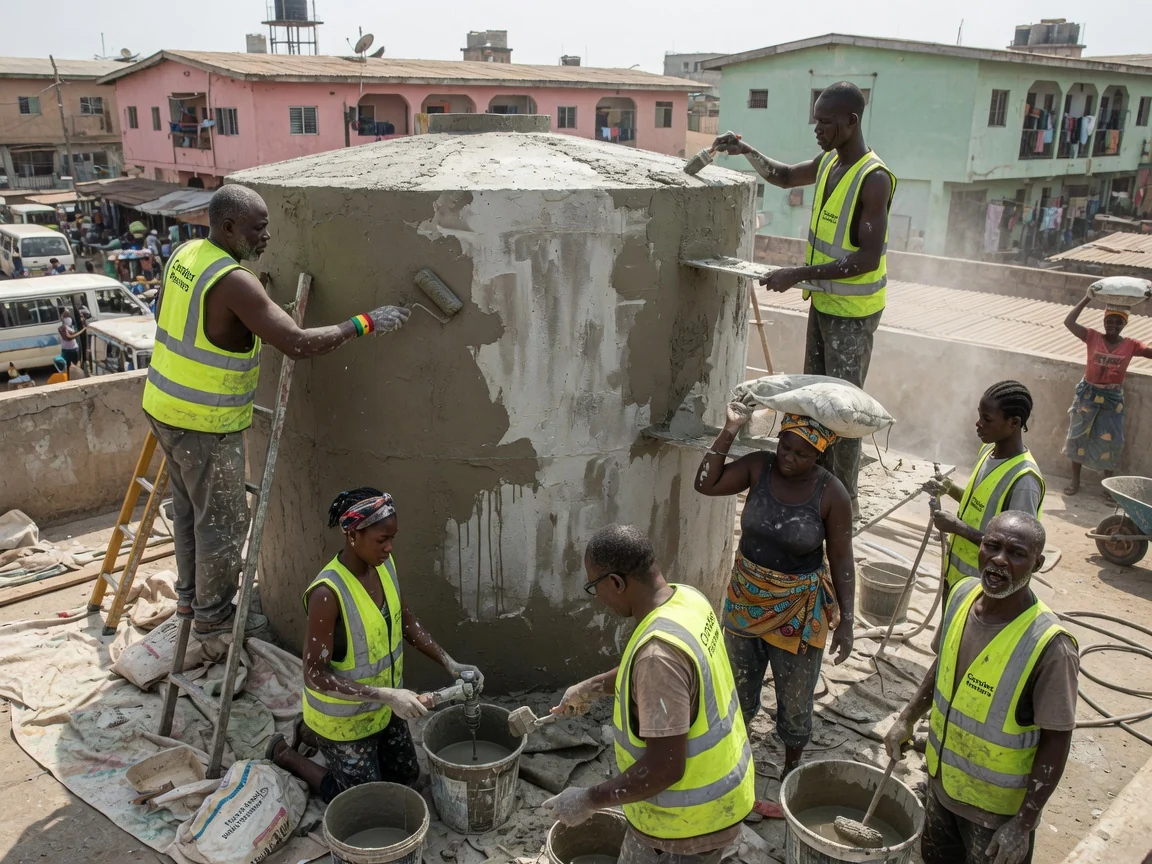 Cementitious water-tank waterproofing in Accra — damp wall treatment accra coralex, Accra Ghana