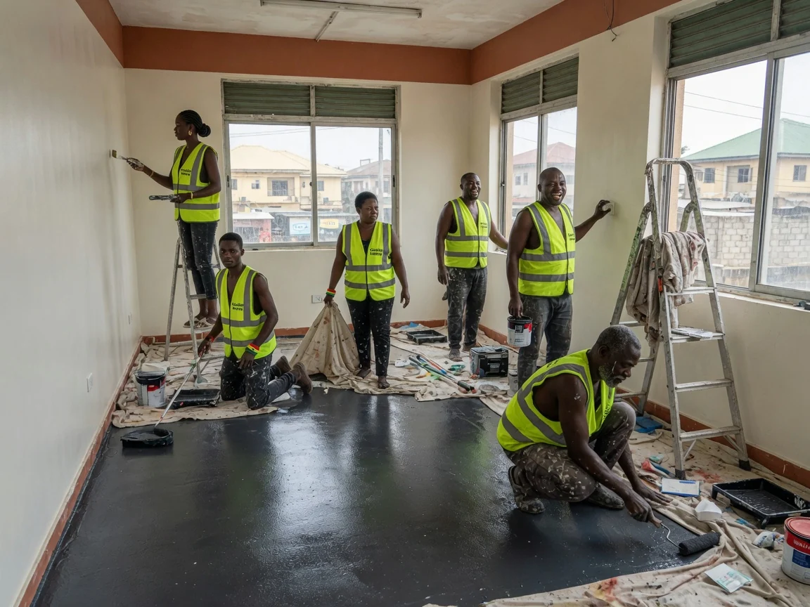 Self-levelling epoxy floor in Accra — epoxy metallic 3d floor accra coralex, Accra Ghana