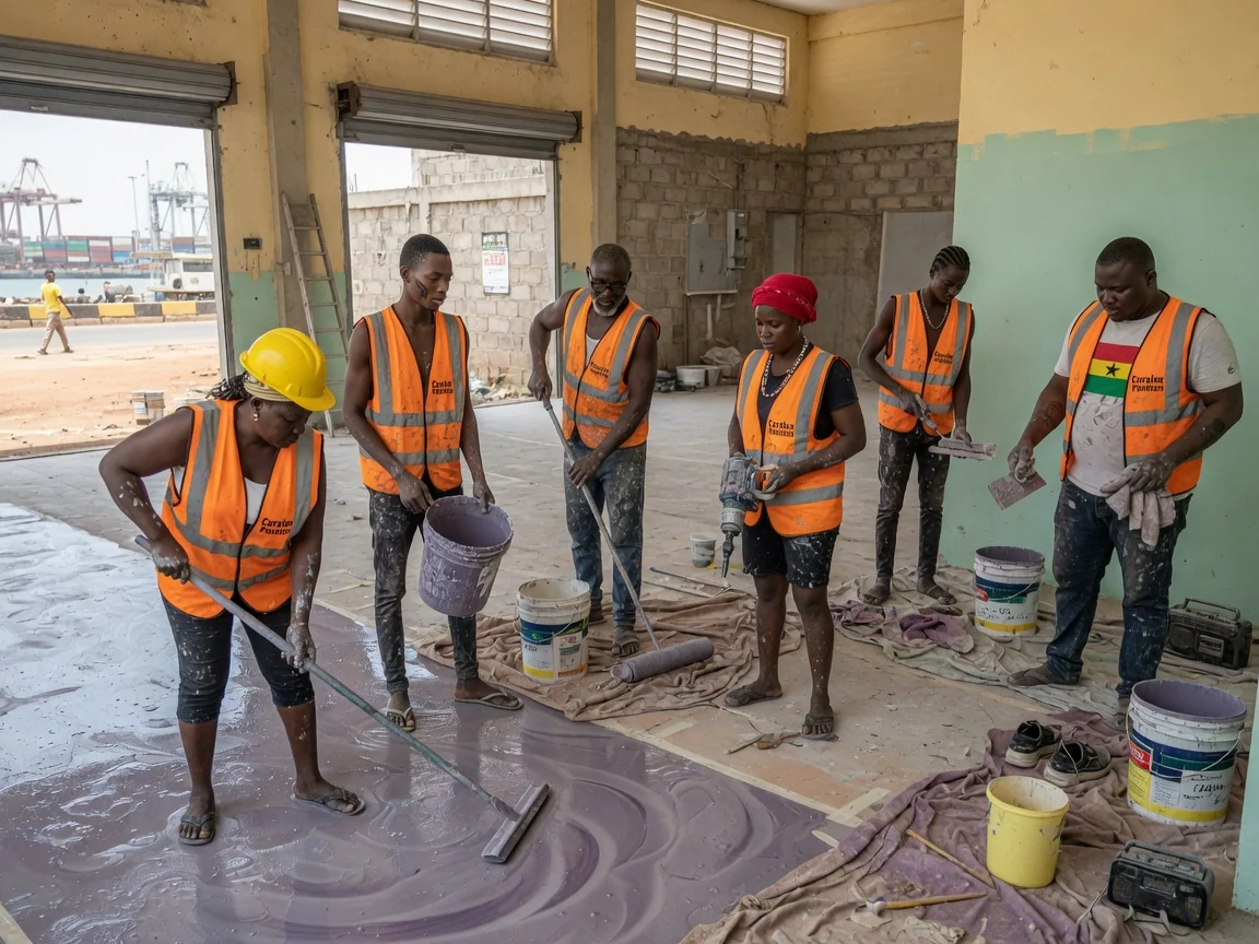 Self-levelling epoxy floor in Accra — epoxy self levelling warehouse tema coralex, Accra Ghana