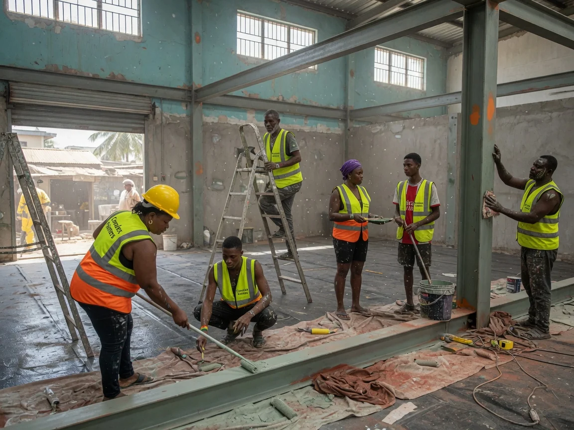 ISO 12944 industrial coating system on steel in Accra — industrial warehouse protective floor tema coralex, Accra Ghana