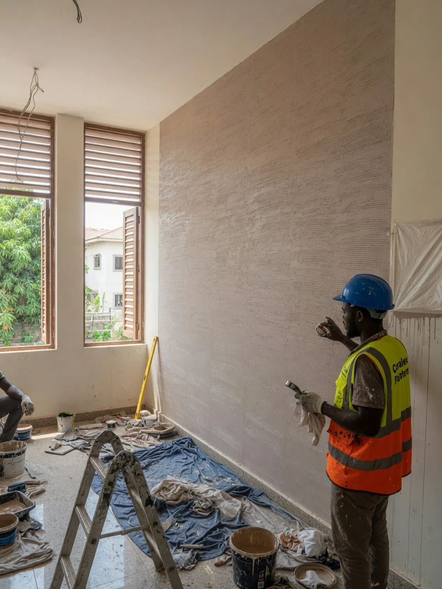 Graffiato textured finish in Accra — venetian feature wall cantonments coralex, Accra Ghana