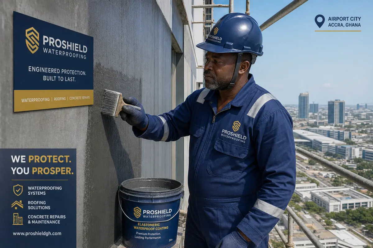 Cementitious water-tank waterproofing in Accra — service waterproofing protective coatings commercial airport city accra coralexpainters, Accra Ghana