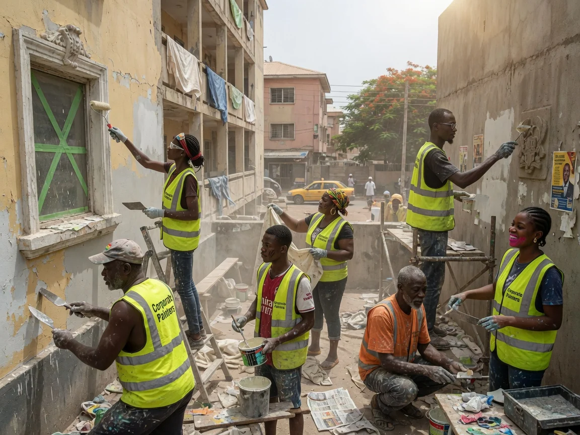 Heritage corporate façade restoration in Accra — condition survey masonry substrate assessment cantonments corporatepainters, Accra Ghana